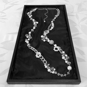 Gorgeous Long Simulated Pearl Cluster Necklace